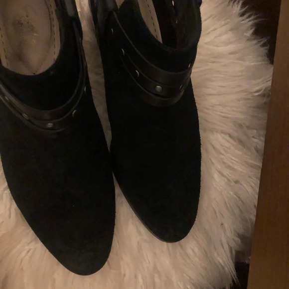 Clarks Black Suede studded Leather Heeled booties Boho Rocker - Picture 4 of 10